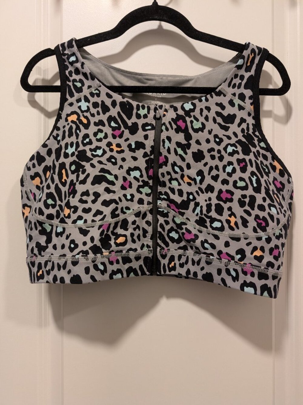 Torrid Active Zip Front Sports Bra Size 2 XXL Multicolor Leopard Print